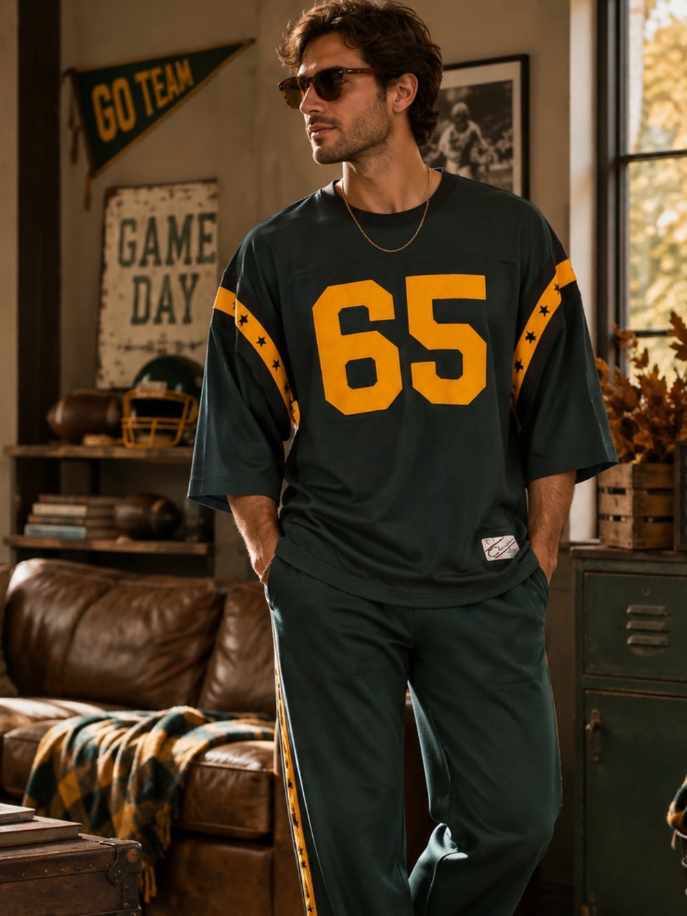 Champion Green and Yellow Men's Shirt